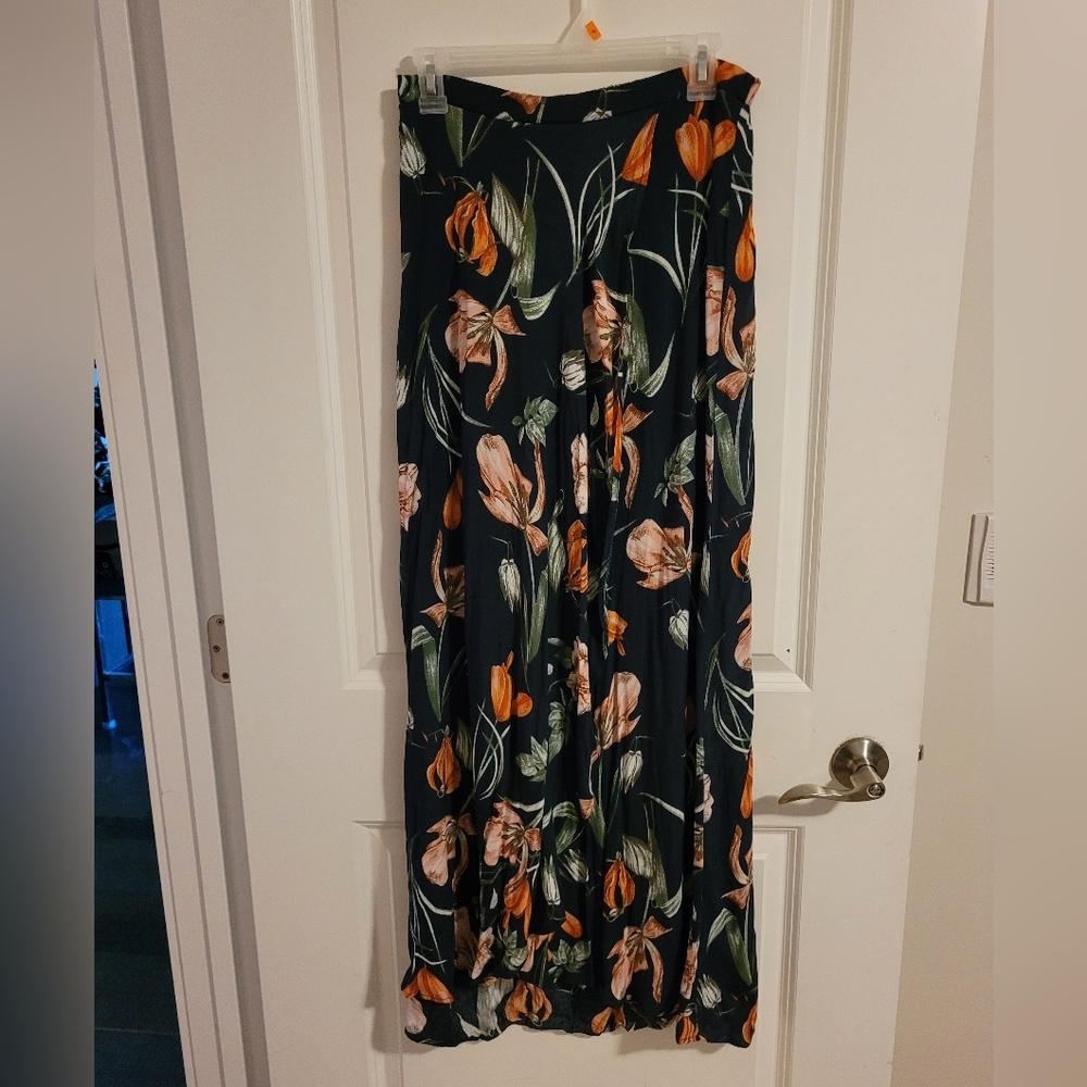 Dress Forum Floral Maxi Skirt - Black and Orange